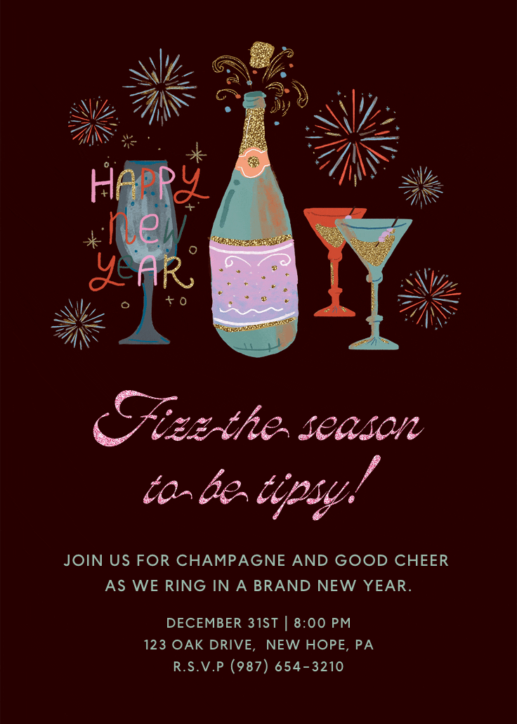 Fizz the season - invitación de año nuevo