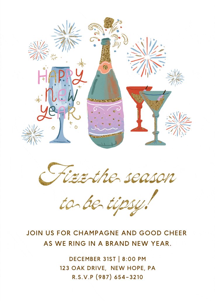 Fizz the season - invitación de año nuevo