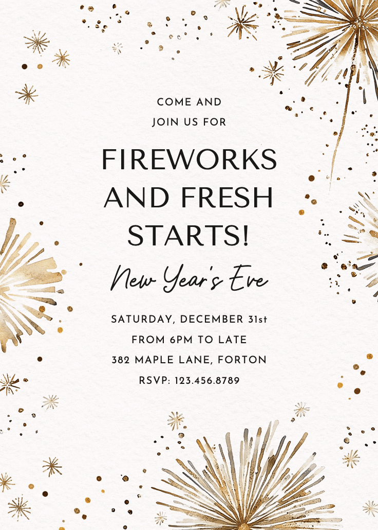 Fresh starts - new year invitation