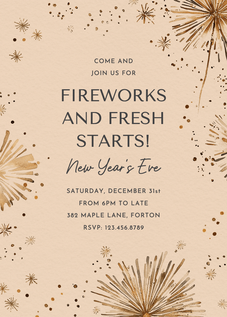 Fresh starts - invitación de año nuevo