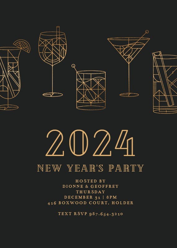 Geometrical cocktails - invitación de año nuevo