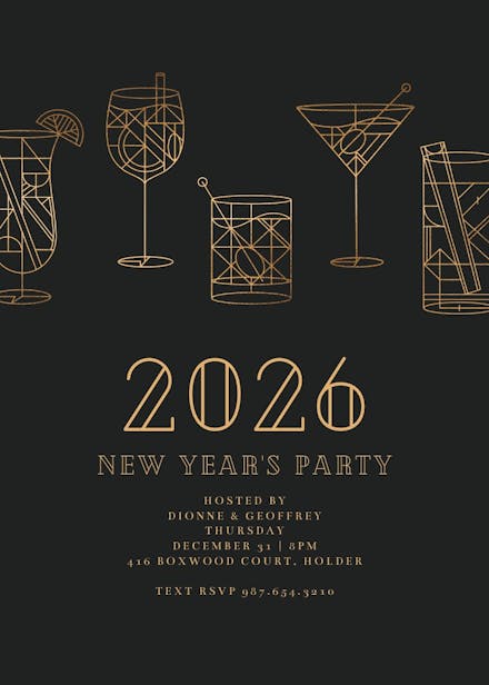 Geometrical cocktails - new year invitation