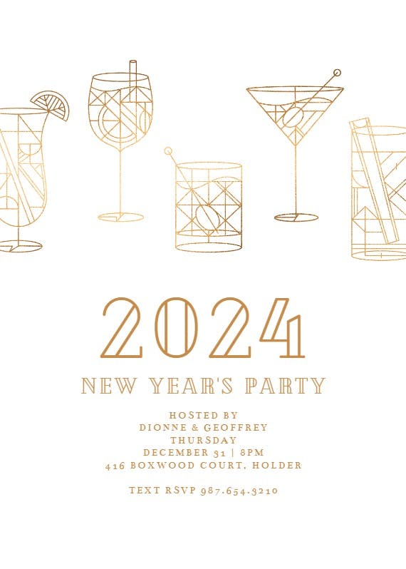 Geometrical cocktails - new year invitation