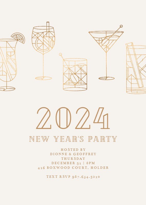 Geometrical cocktails - new year invitation
