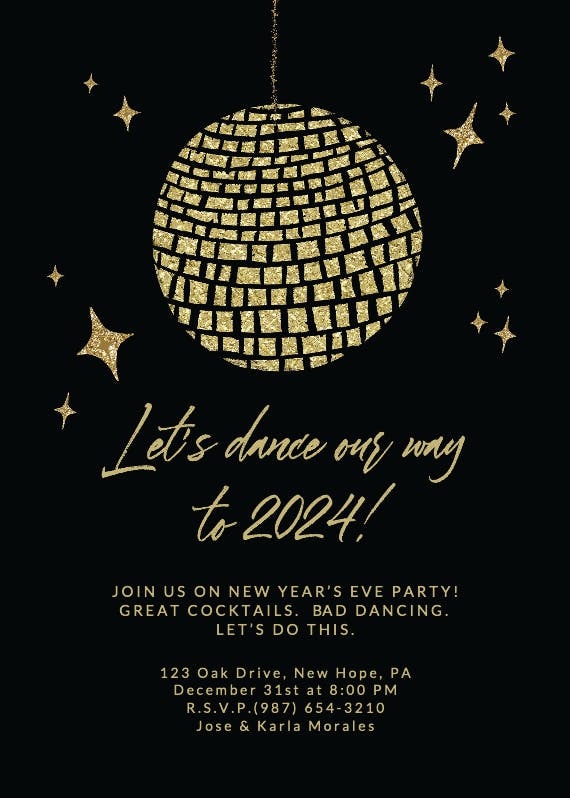 Glitter disco - new year invitation