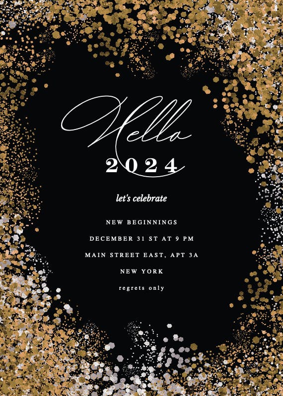Glitter new year -  invitación de año nuevo