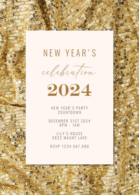 Glittery sequins - new year invitation