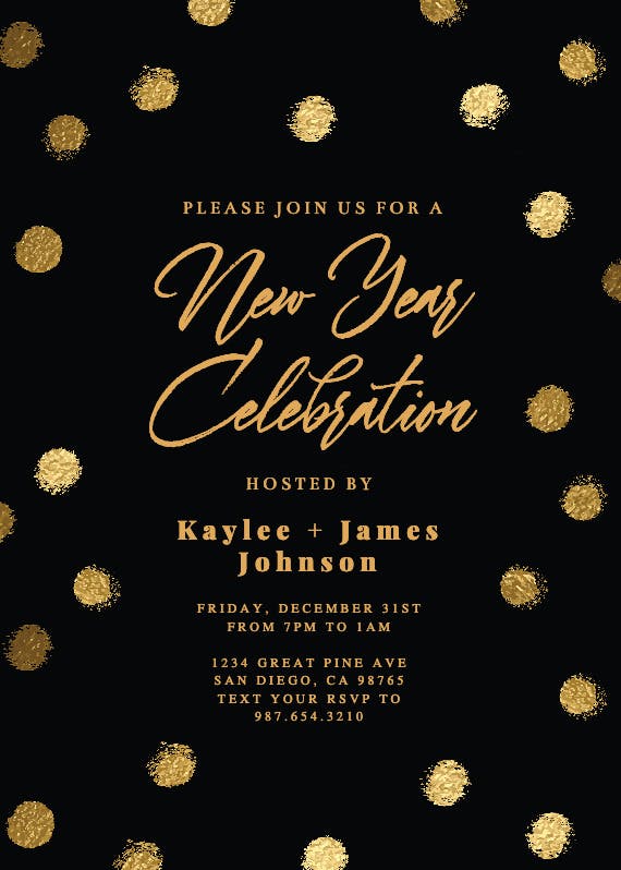 Gold dots - new year invitation