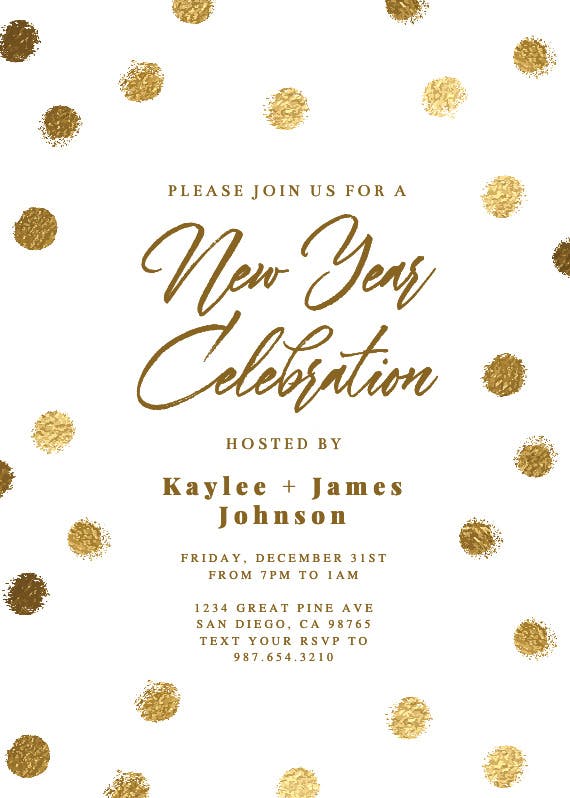 Gold dots -  invitación de año nuevo