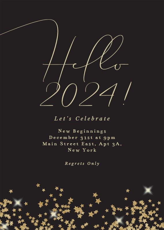 Gold star confetti frames - new year invitation