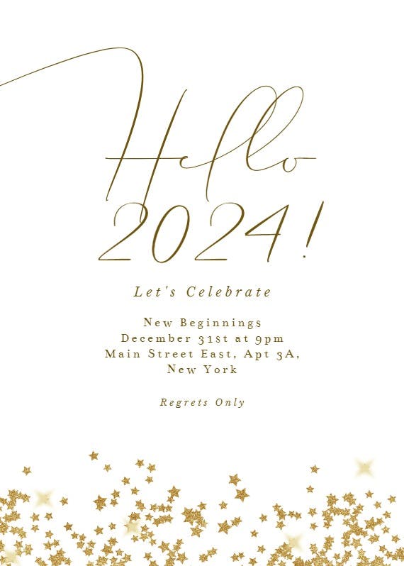 Gold star confetti frames - new year invitation