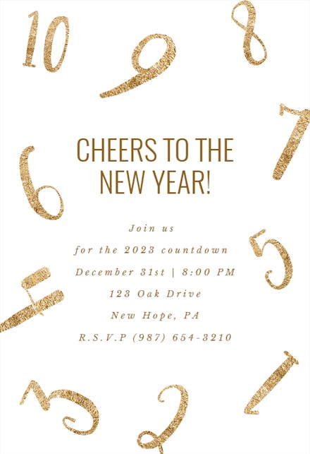 Golden Countdown - New Year Invitation