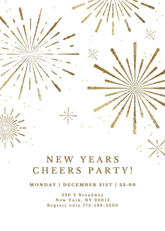 Golden fireworks - new year invitation