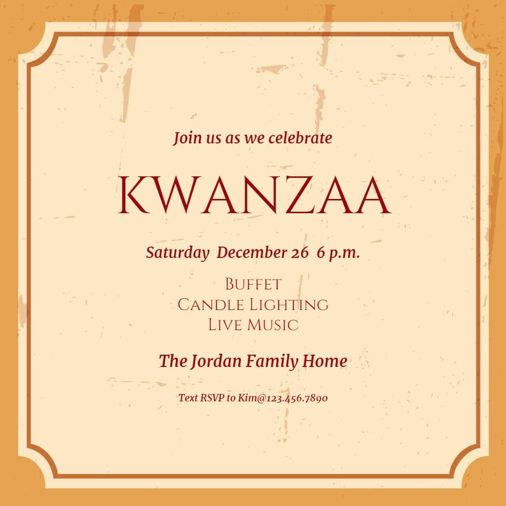 Handcrafted style - kwanzaa invitation