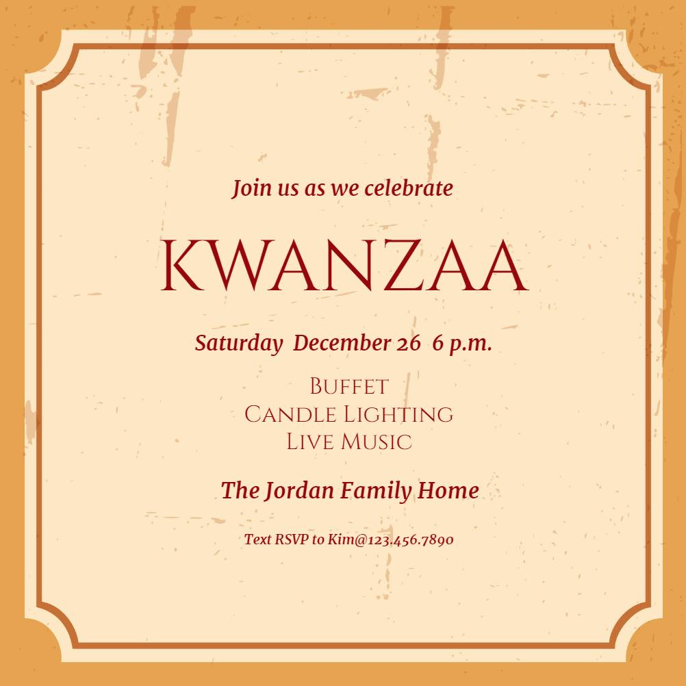 Handcrafted style - kwanzaa invitation