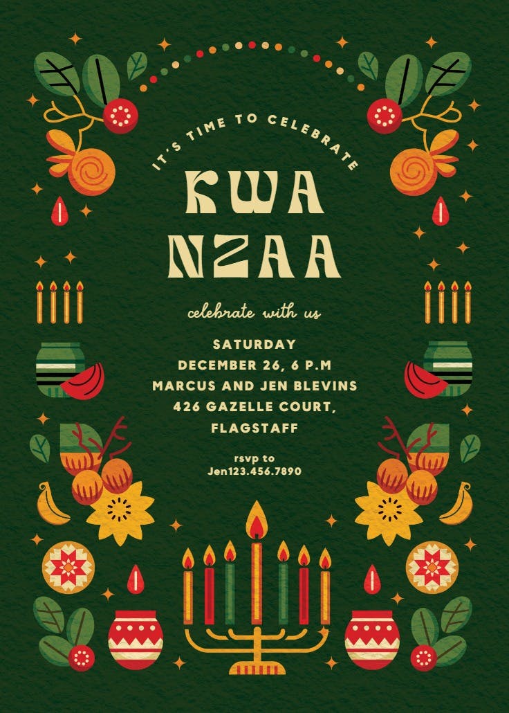 Holiday Wreath - Kwanzaa Invitation Template (free) 