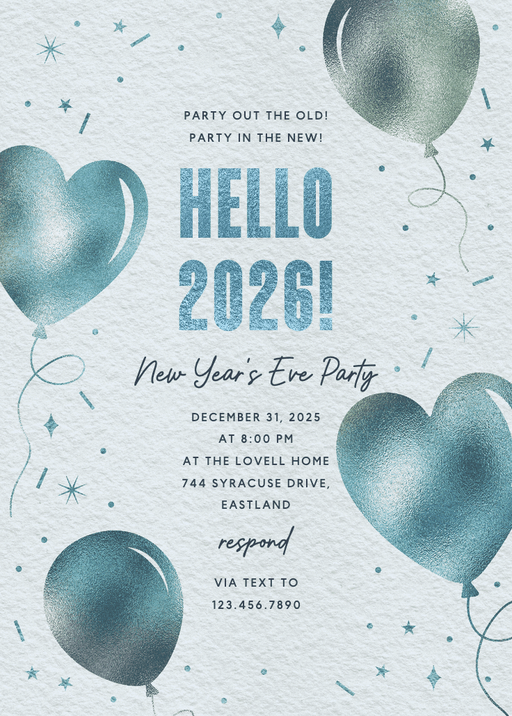 Iridescent balloons - invitación de año nuevo