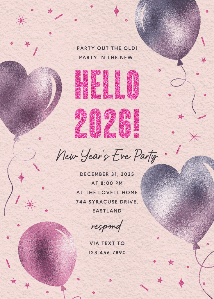 Iridescent balloons - invitación de año nuevo