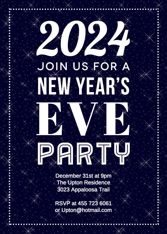 Join us for new year eve - new year invitation