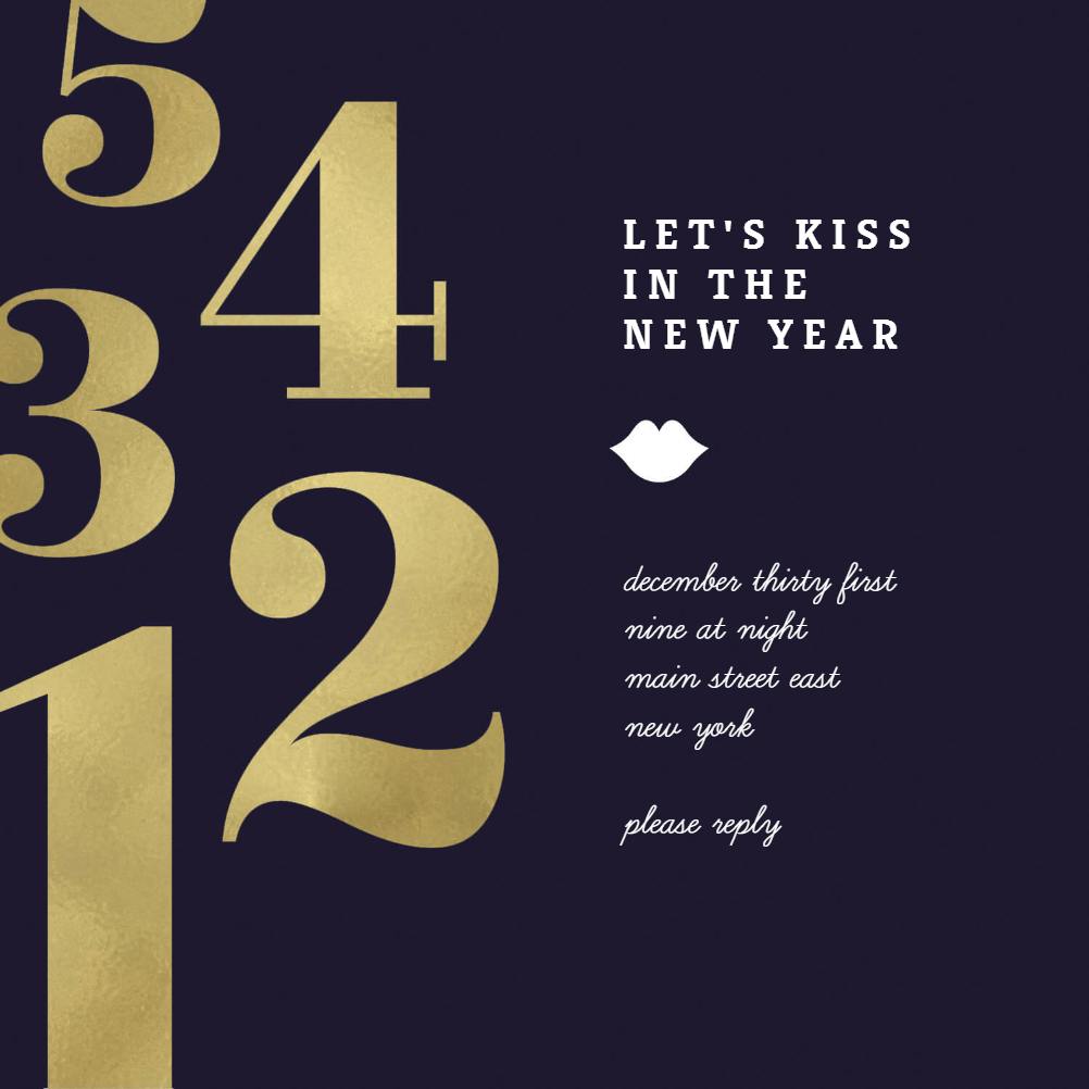 Kiss in the new year - new year invitation