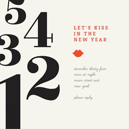 Kiss in the new year - new year invitation