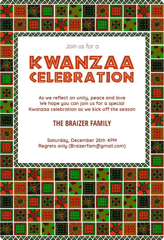 Kwanzaa celebration - invitation