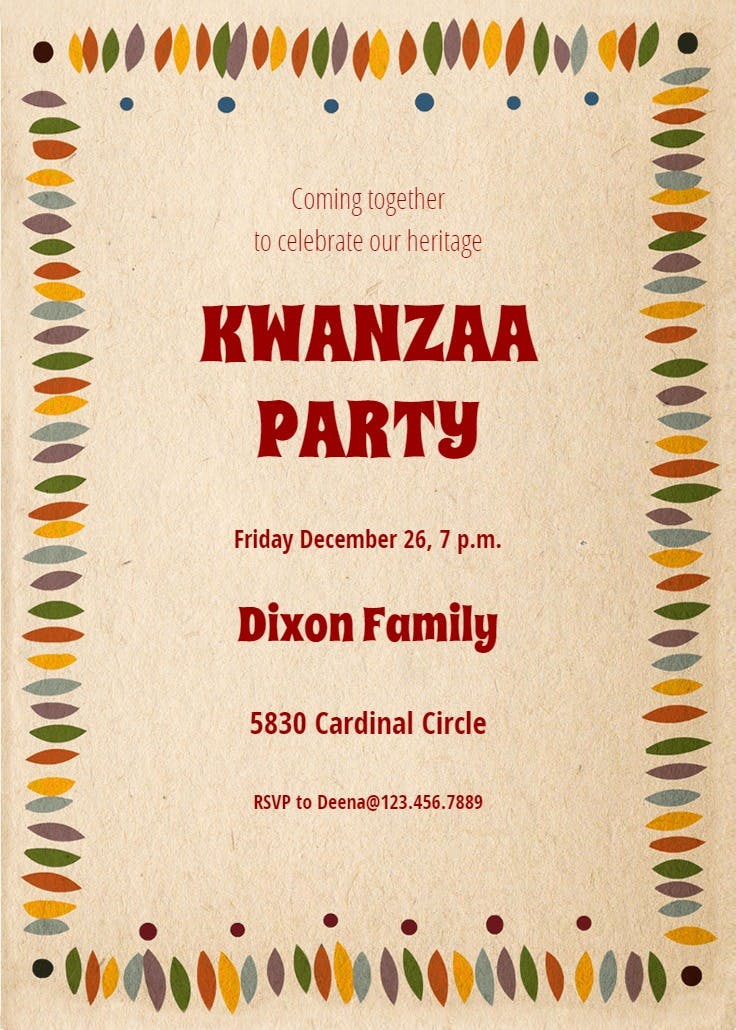 Kwanzaa decorations - kwanzaa invitation