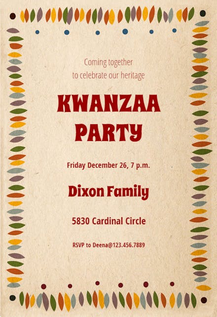 Kwanzaa Decorations - Kwanzaa Invitation