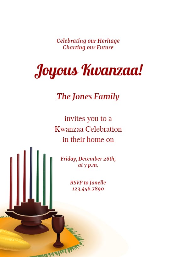 Kwanzaa invitation - holidays invitation