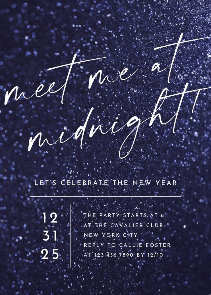 Meet me at midnight - new year invitation