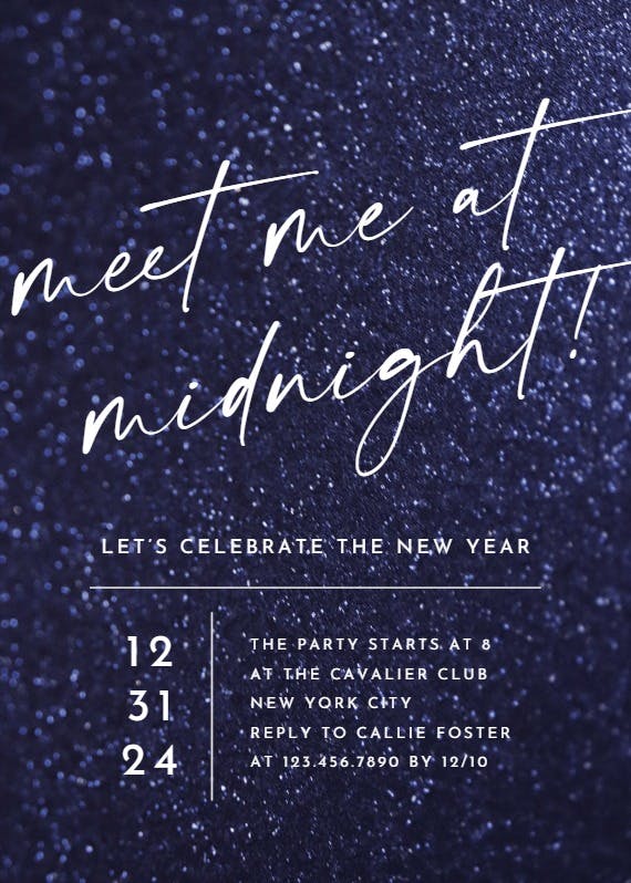Meet me at midnight - new year invitation