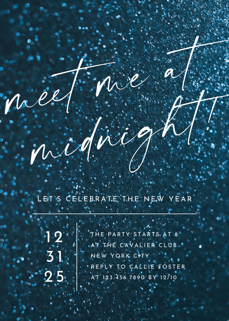 Meet me at midnight - invitación de año nuevo
