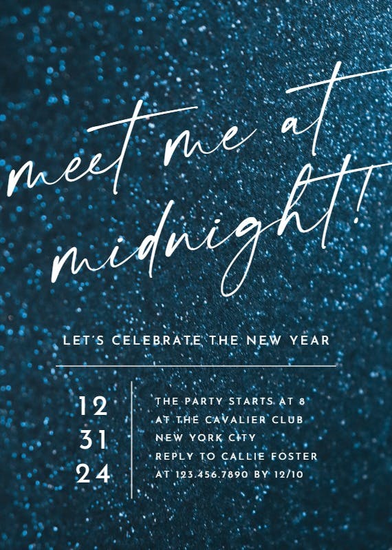 Meet me at midnight - new year invitation