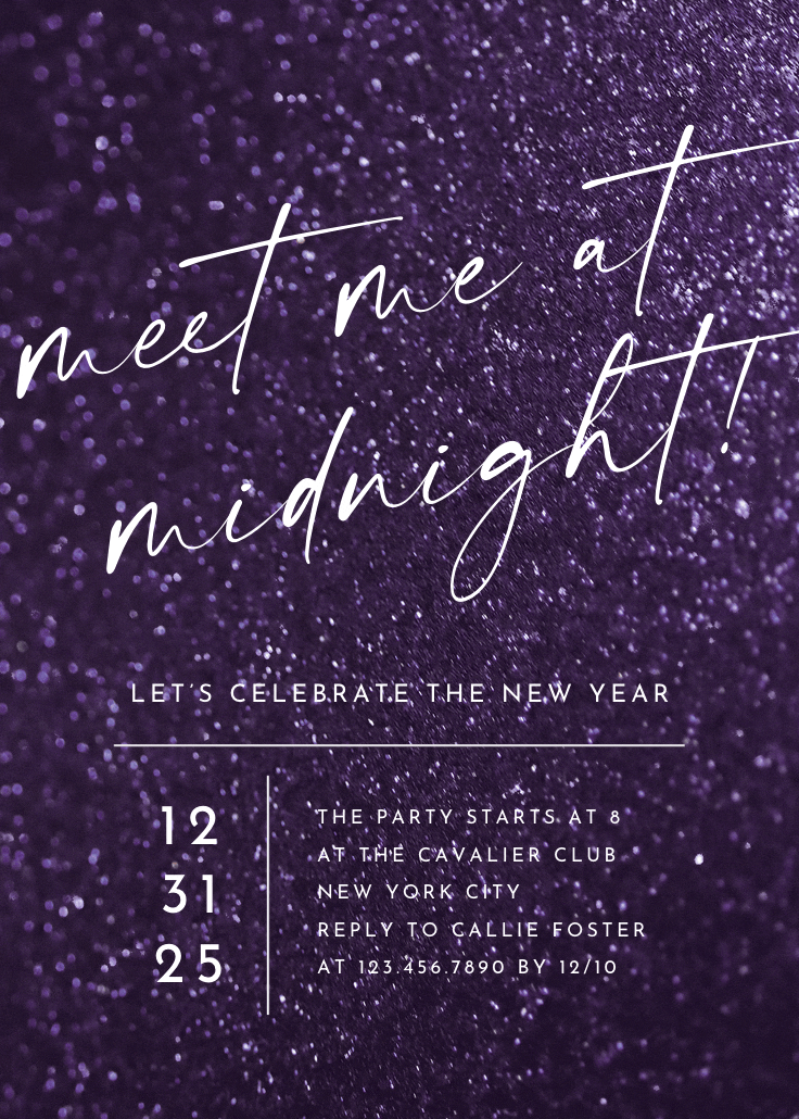 Meet me at midnight - new year invitation