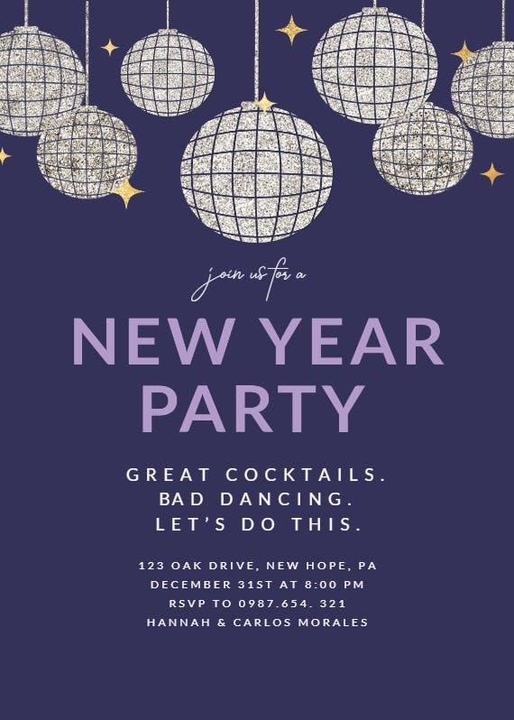 Mega fun new year party - new year invitation