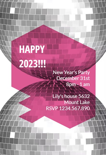 Mirror Ball Modern - New Year Invitation