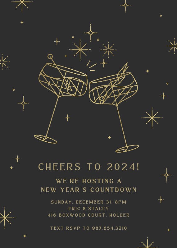 Mod cocktail -  invitación de año nuevo