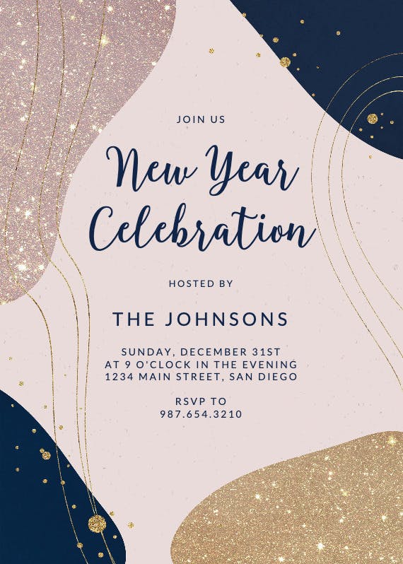 Modern abstract shapes - new year invitation
