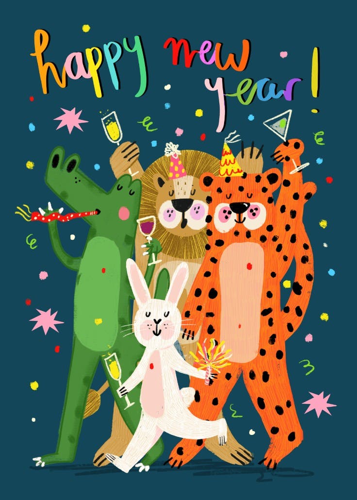 New year safari - holidays card