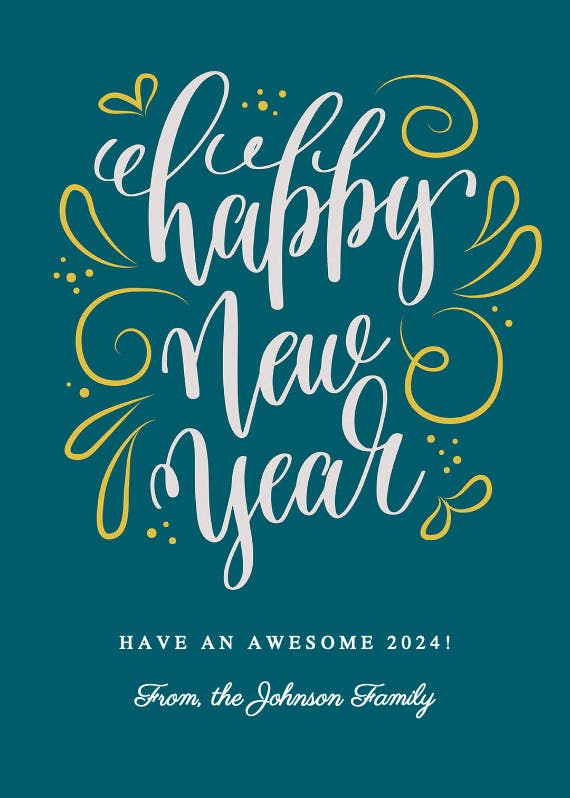 New years swirls - holidays card