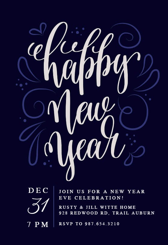 New years swirls -  invitación de año nuevo