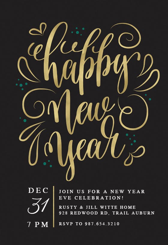 New years swirls - invitation