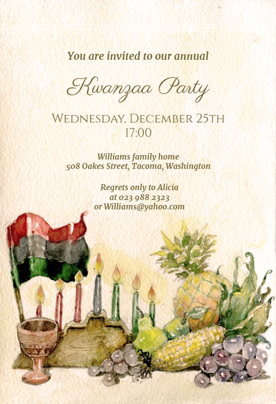 Our kwanzaa party - holidays invitation