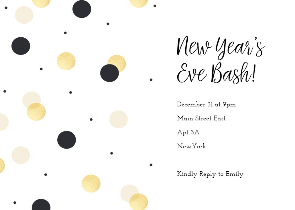 Polka dotted new year - new year invitation