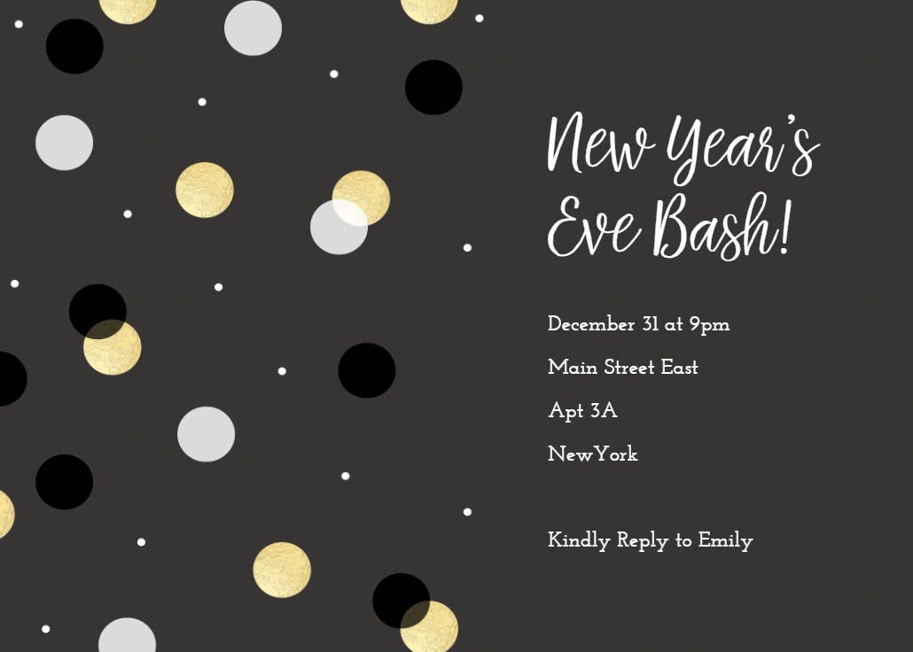 Polka dotted new year - invitación de fiesta