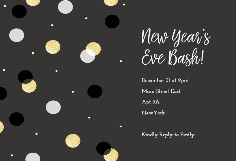 Polka dotted new year - new year invitation