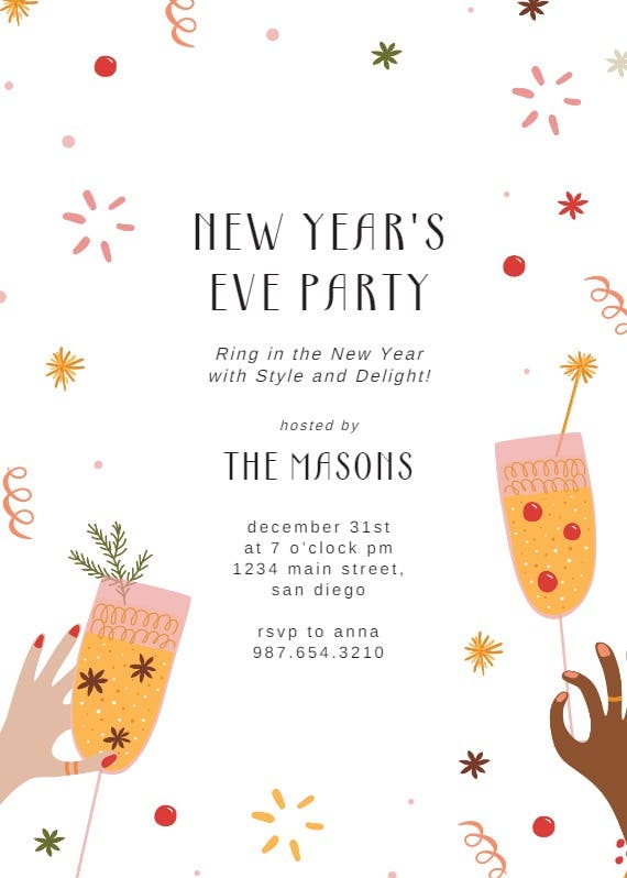Pop the bubbly - new year invitation