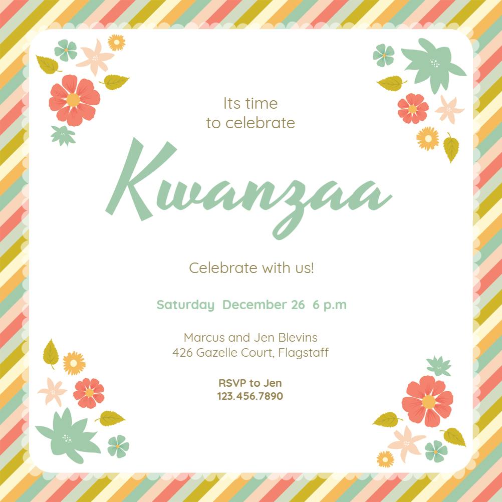 Rainbow ribbons -  invitación de kwanzaa