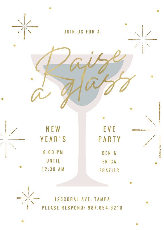 Raise a glass - new year invitation