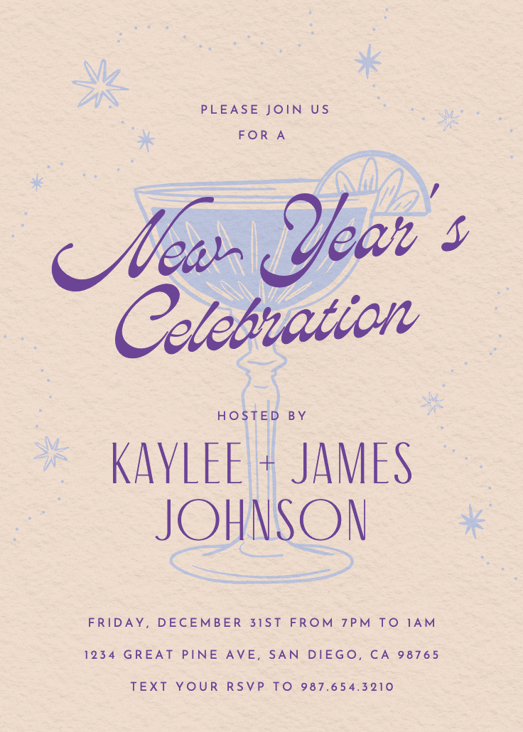 Retro drinks - new year invitation